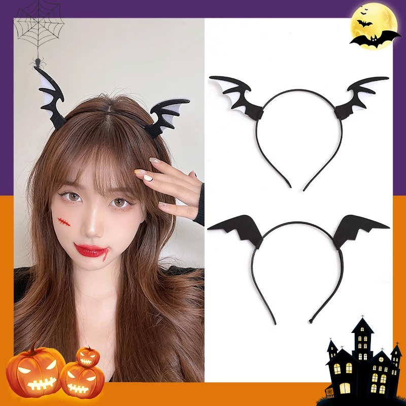 Đen Băng Đô Cài Tóc Hình Đôi Cánh Nhện Phong Cách halloween