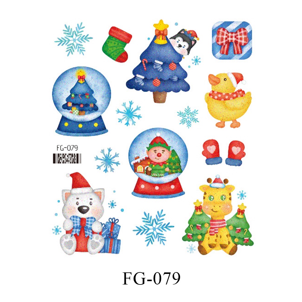 Hình Xăm Dán Giáng Sinh Lấp Lánh Lâu Trôi Họa Tiết Hoạt Hình Dễ Thương Cho Trẻ Em