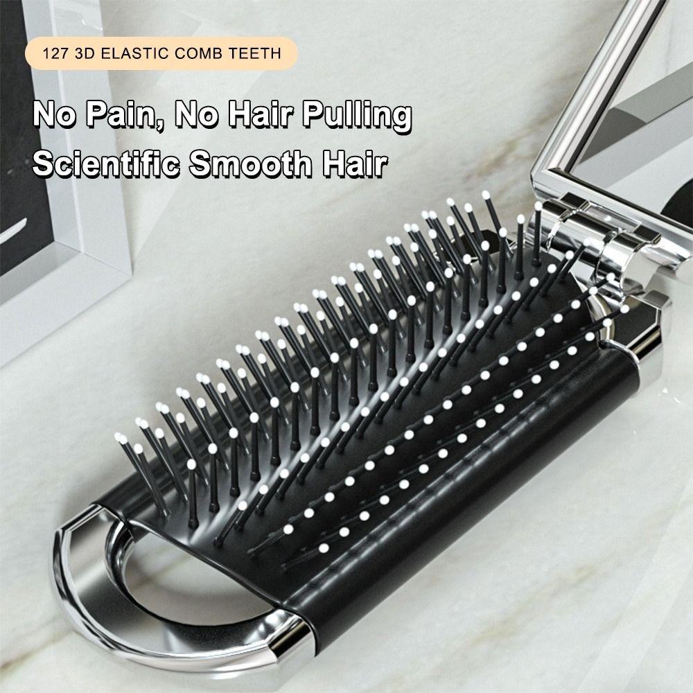 Usnow Lược Chải Tóc Gập Lại Được mini 2 Trong 1 Tích Hợp Gương Hình Nơ / Vuông Màu Bạc Làm Quà Tặng Mát Xa Da Đầu Cho Bé