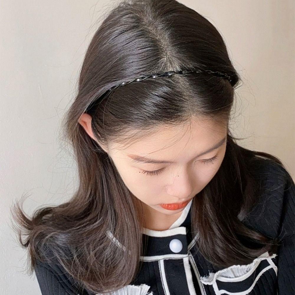 Jeniferdz Băng Đô Kim Loại Mỏng Hai Lớp Hình Gợn Sóng Đơn Giản Đàn Hồi Cho Nam Nữ / Bé Gái