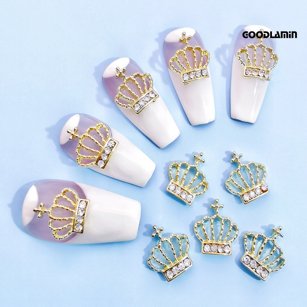 Set 10 Phụ Kiện Trang Trí Móng Tay 3d Hình Vương Miện Xinh Xắn