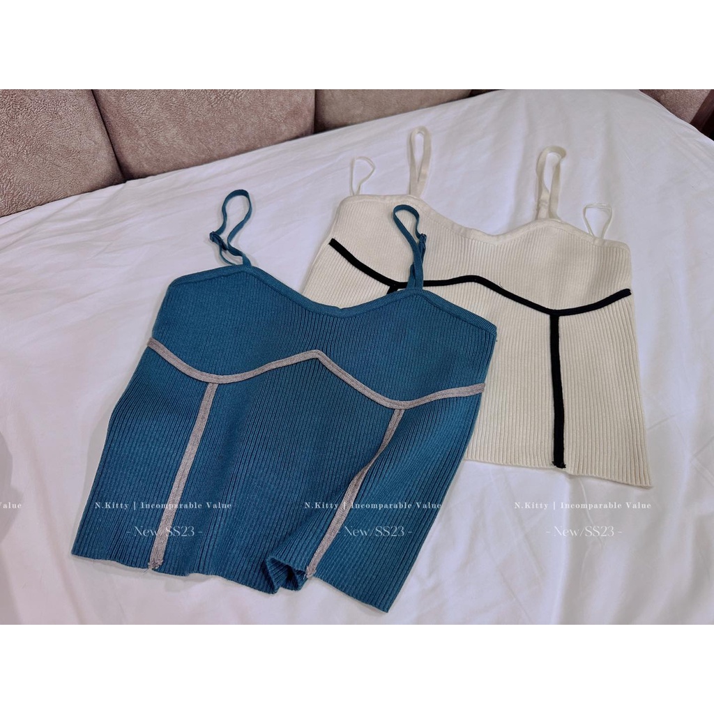 Áo len 2 dây mon.tegi viền ngực