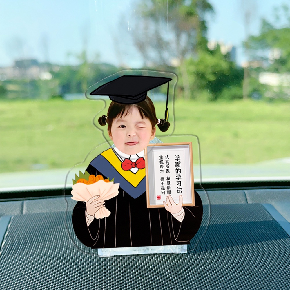 Mô hình standee lắc đầu chạy pin ghép mặt theo yêu cầu  cute làm quà tặng, trang trí ô tô, để bàn Trí Decor anime