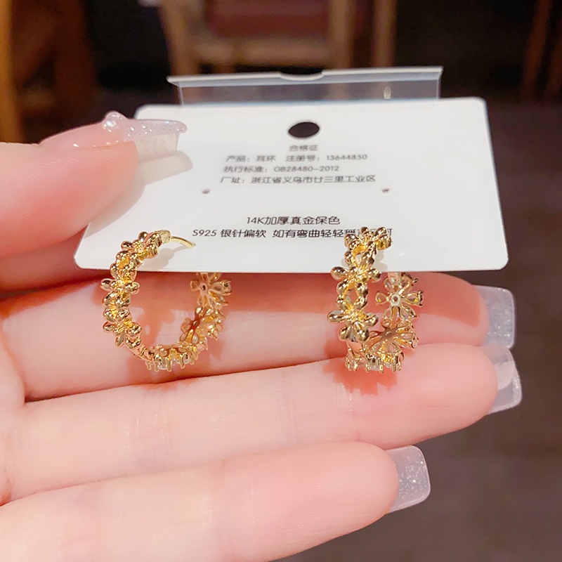 Bông Tai Đính Đá zircon Thời Trang Nhật Hàn Tinh Tế Cao Cấp