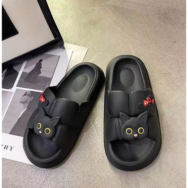 Dép Quai Ngang Nữ Đi Trong Nhà Chống Trượt In Hình Mèo