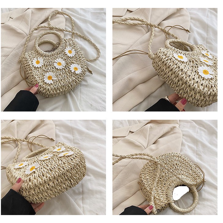 Túi Rơm Đeo Chéo handmade Phong Cách Thời Trang Đi Biển Dành Cho Nữ