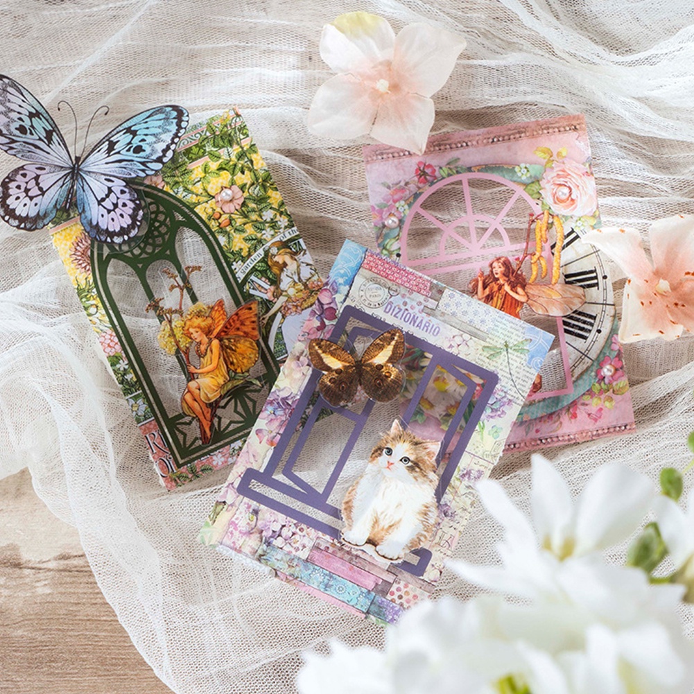 Set 40 Nhãn Dán pet Trong Suốt 4 Phong Cách vintage Trang Trí Sổ Tay diy