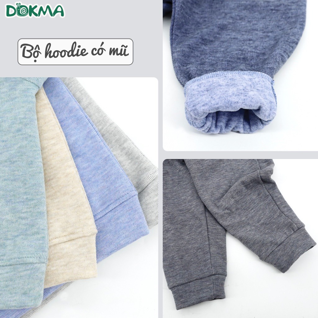Bộ hoodie Dokma dài tay nỉ nhung cho bé