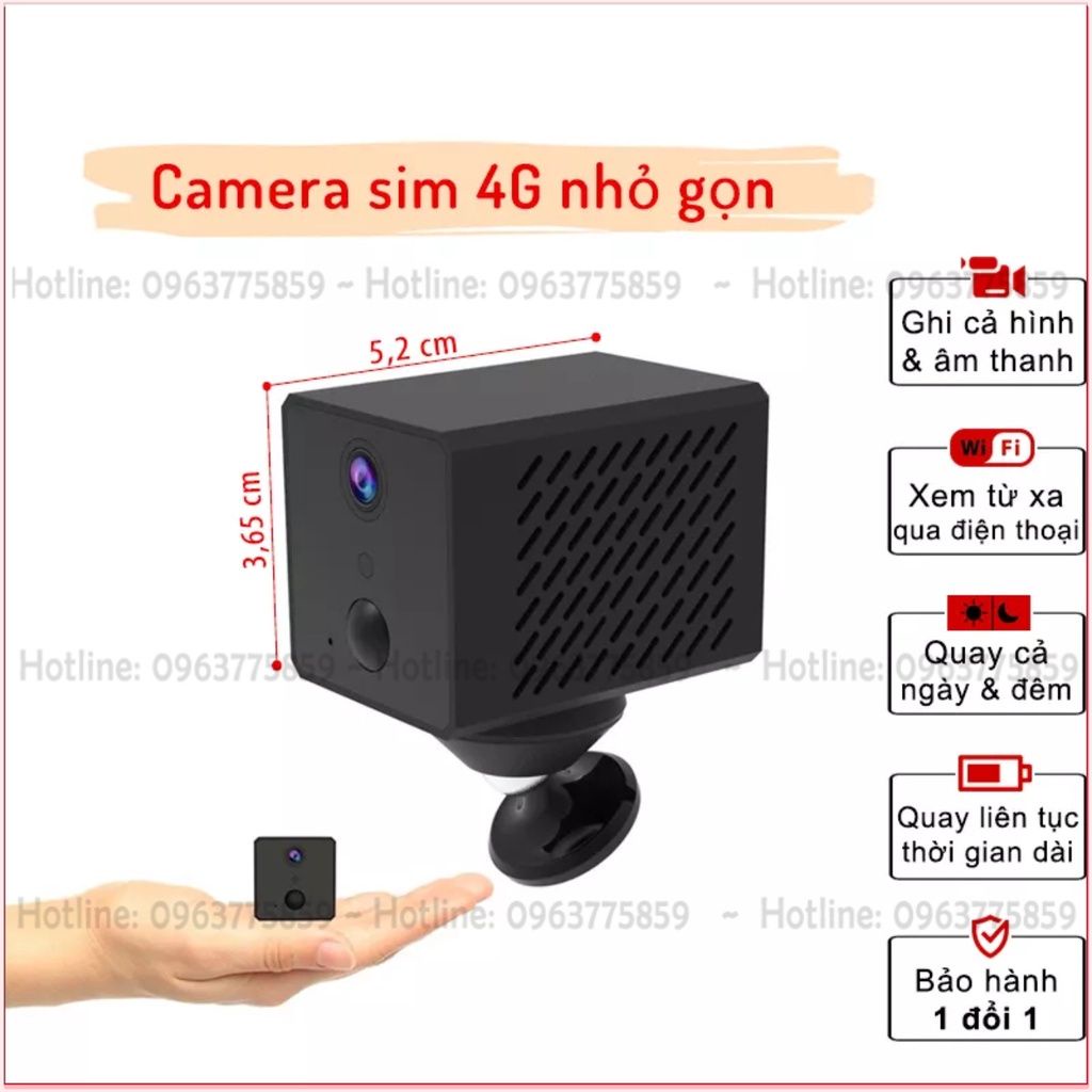 Camera sim 4G quay cả ngày lẫn đêm Full HD, camera hành trình xem trên điện thoại   - VS01