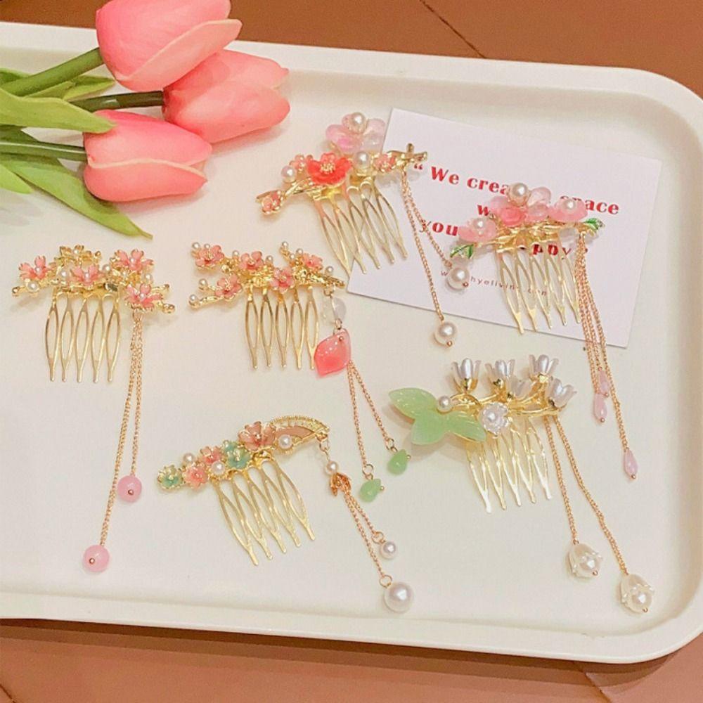 Moccho1 Trâm Cài Tóc Hình Hoa Phong Cách Trung Hoa Cổ Điển Cho Bé Gái