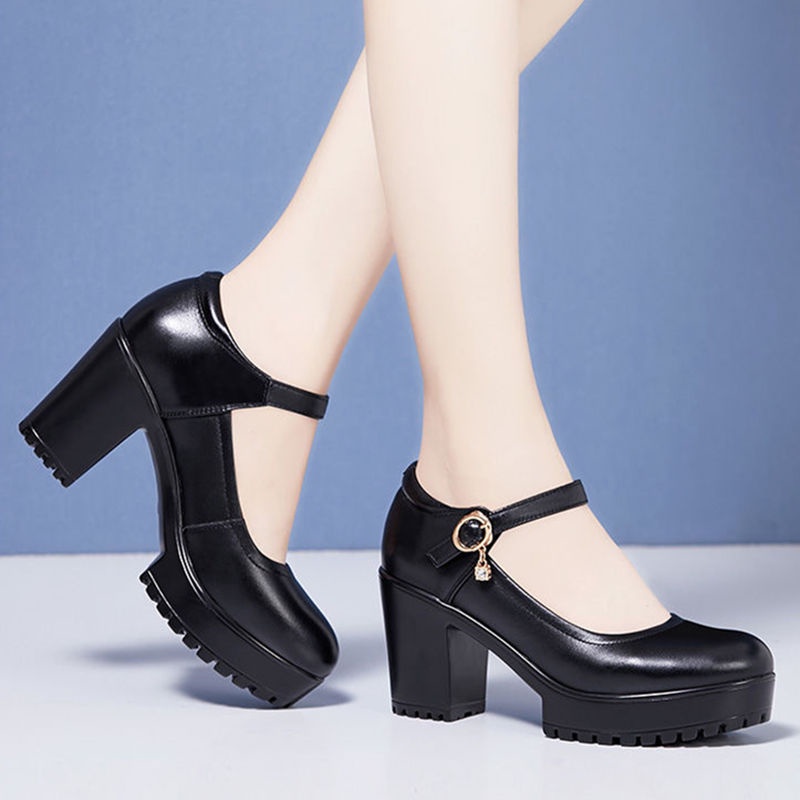 Giày Cao Gót Da Mềm Đế Dày Chống Thấm Nước Thời Trang Cho Phụ Nữ Trung Niên