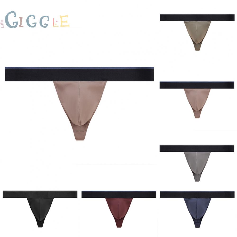 Men Thongs Solid Color Stretch Bulge Pouch Elastic G-string Lingerie Low Rise