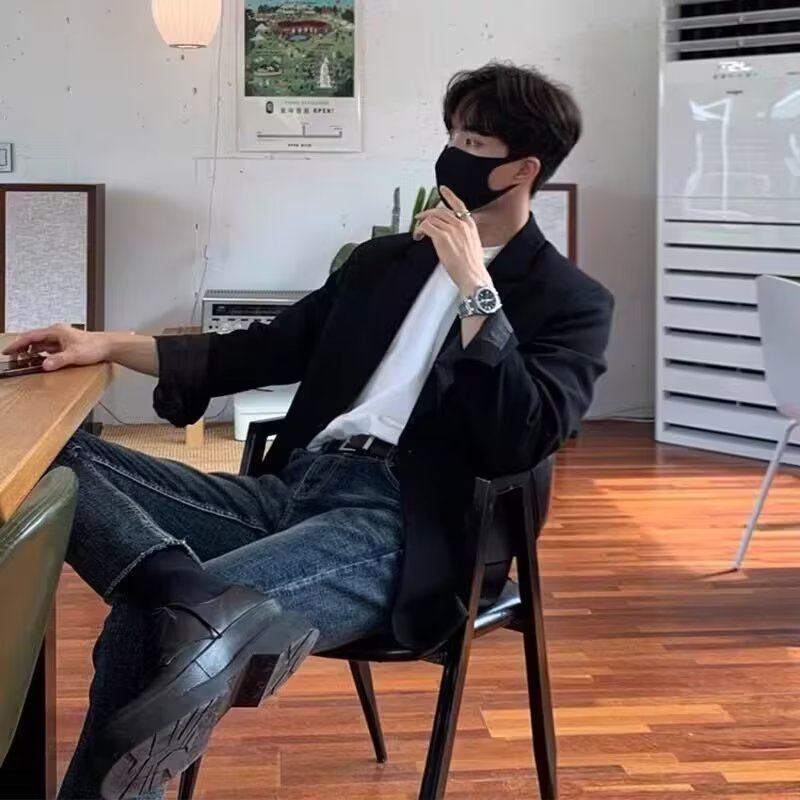 Áo Khoác Vest Màu Trơn Phong Cách Hàn Quốc Đơn Giản Thời Trang Cho Nam