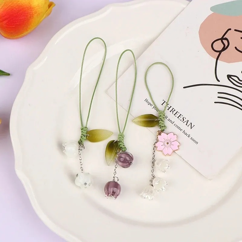 Dễ Thương Móc Khóa Hình Hoa tulip Bằng Sứ Xinh Xắn