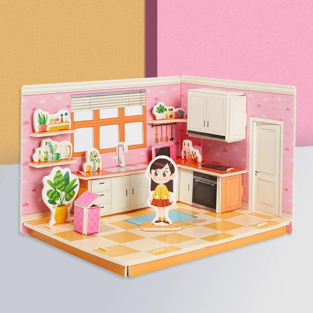 Mmluck Mô Hình Đồ Chơi Xếp Hình Phòng Bếp Phòng Ngủ 3d Thủ Công Dành Cho Trẻ