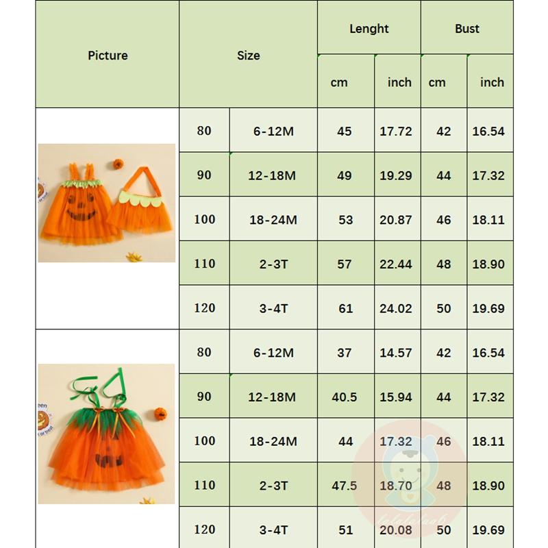 Laa6-đầm Vải Tuyn Không Tay Hình Bí Ngô halloween Kèm Túi Đựng Cho Bé Gái