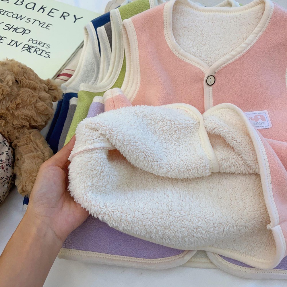 Áo Khoác cardigan Nhung Dày Hai Lớp Giữ Ấm Mùa Thu Đông Cho Bé Trai Và Bé Gái