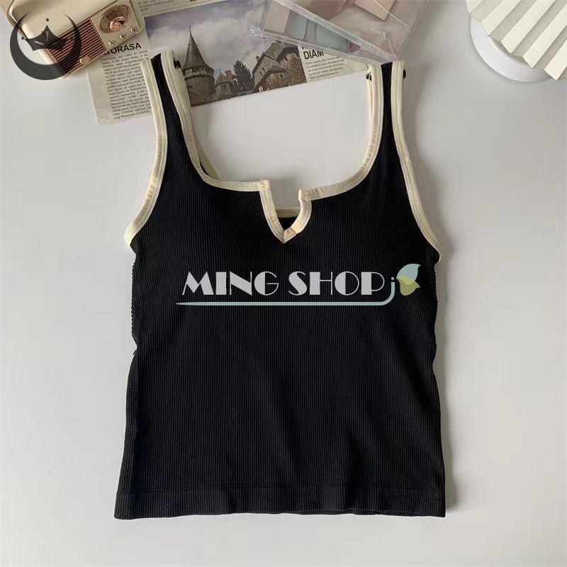 Áo Hai Dây Cổ Chữ v Màu Tương Phản Thời Trang Mùa Hè Cho Nữ