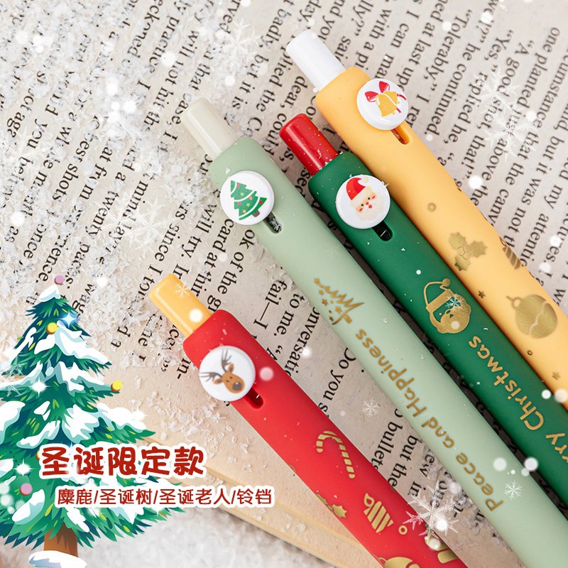 Bộ Bút Mực gel Nhanh Khô Họa Tiết Hoạt Hình Ông Già Noel Chất Lượng Cao