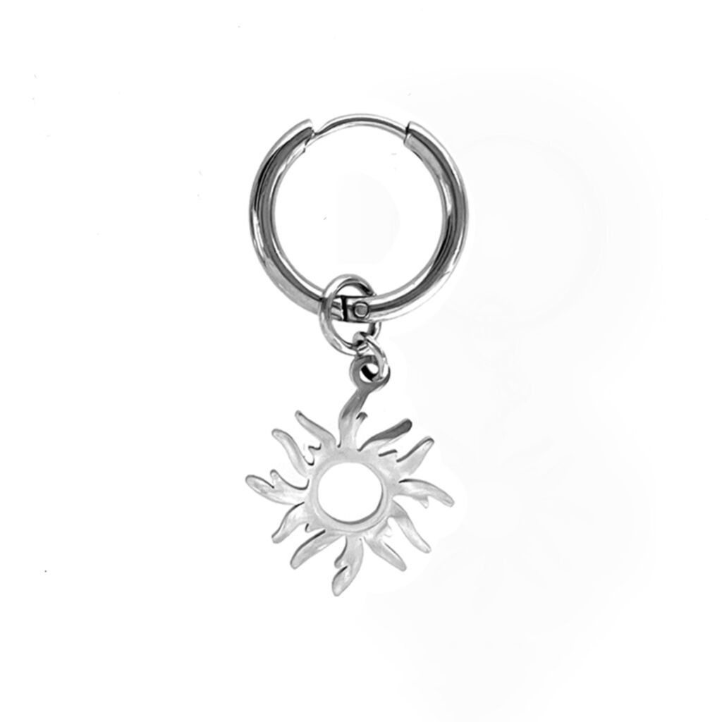 Khuyên Tai Mặt Trời Bằng Thép Titan Không Cần Xỏ Lỗ Chống Dị Ứng Không Phai Màu Phong Cách hip hop Cho Nam