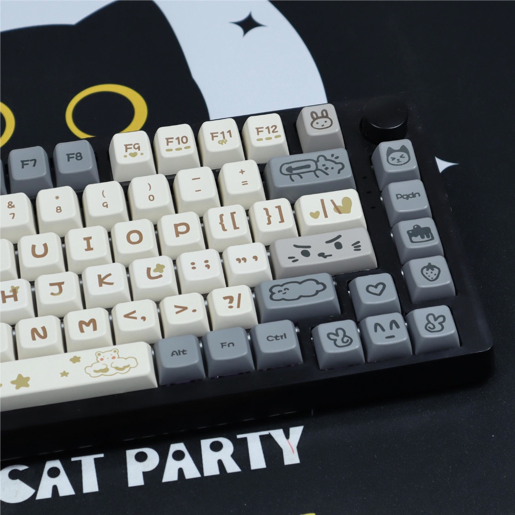 138 Phím Bear Daily Keycaps MDA Profile Graffiti Dễ Thương PBT DYE SUB Bàn Phím Cơ Keycap