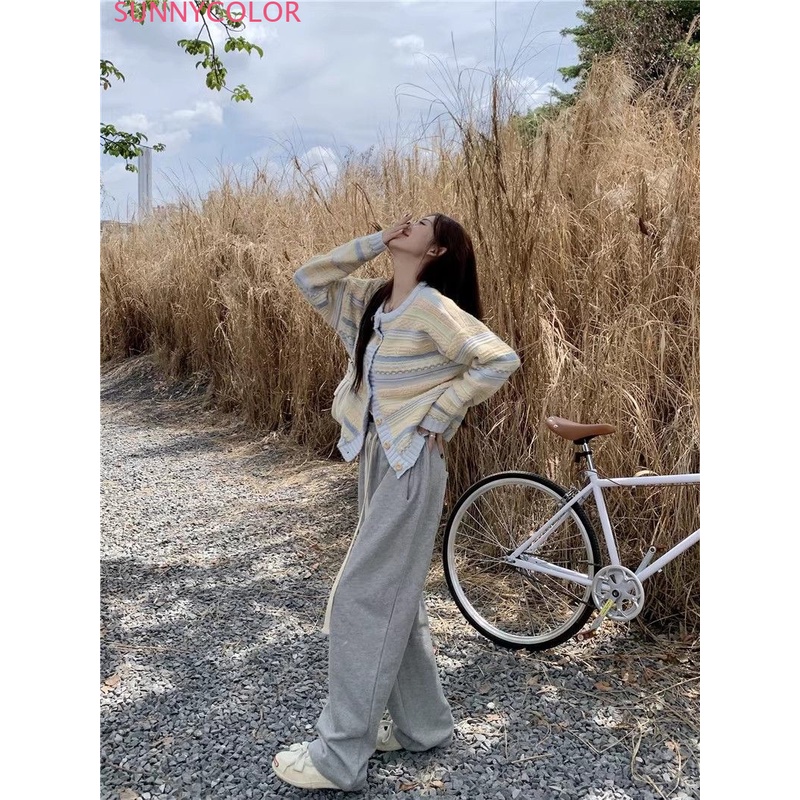 SUNNYCOLOR Áo Len áo khoác cardigan Comfortable Korean Thể thao Đơn giản WMY239000L39Z230926
