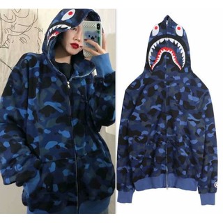  Áo hoodie Mỏng Tay Dài Dáng Rộng In Hình Cá Mập Phong Cách Đường Phố Thời Trang Xuân Thu Cho Nữ 