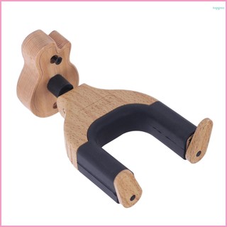 Guitar Shape Solid Wood Wall Mount Guitar Hanger Hook Holder for Electric Acoustic Guitars Bass - Solid Wood Base, Auto Lock