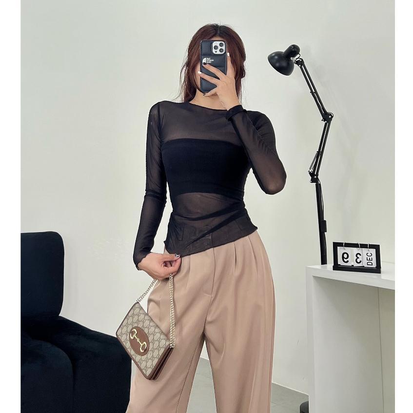 Áo lưới kiểu tay dài xuyên thấu DaaLaa Store kèm áo lót phong cách quyến rũ A5892