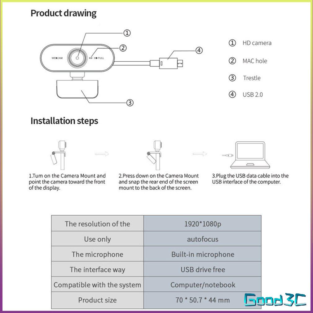 Webcam 1080P Pc Mini USB 2.0 Web Camera Microphone Live Camara