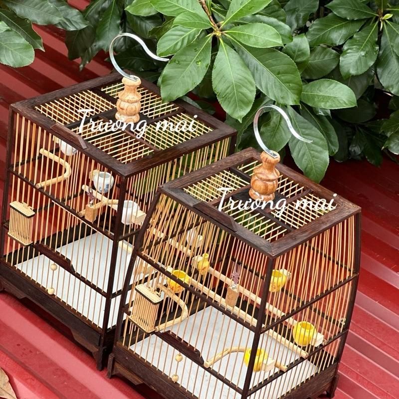 KHUNG LỒNG TỰ RÁP gỗ mun nan tre  cho chim Hút mật , ốc mít , khuyên thái đấu , vuông đấu kèm dầu bóng và keo