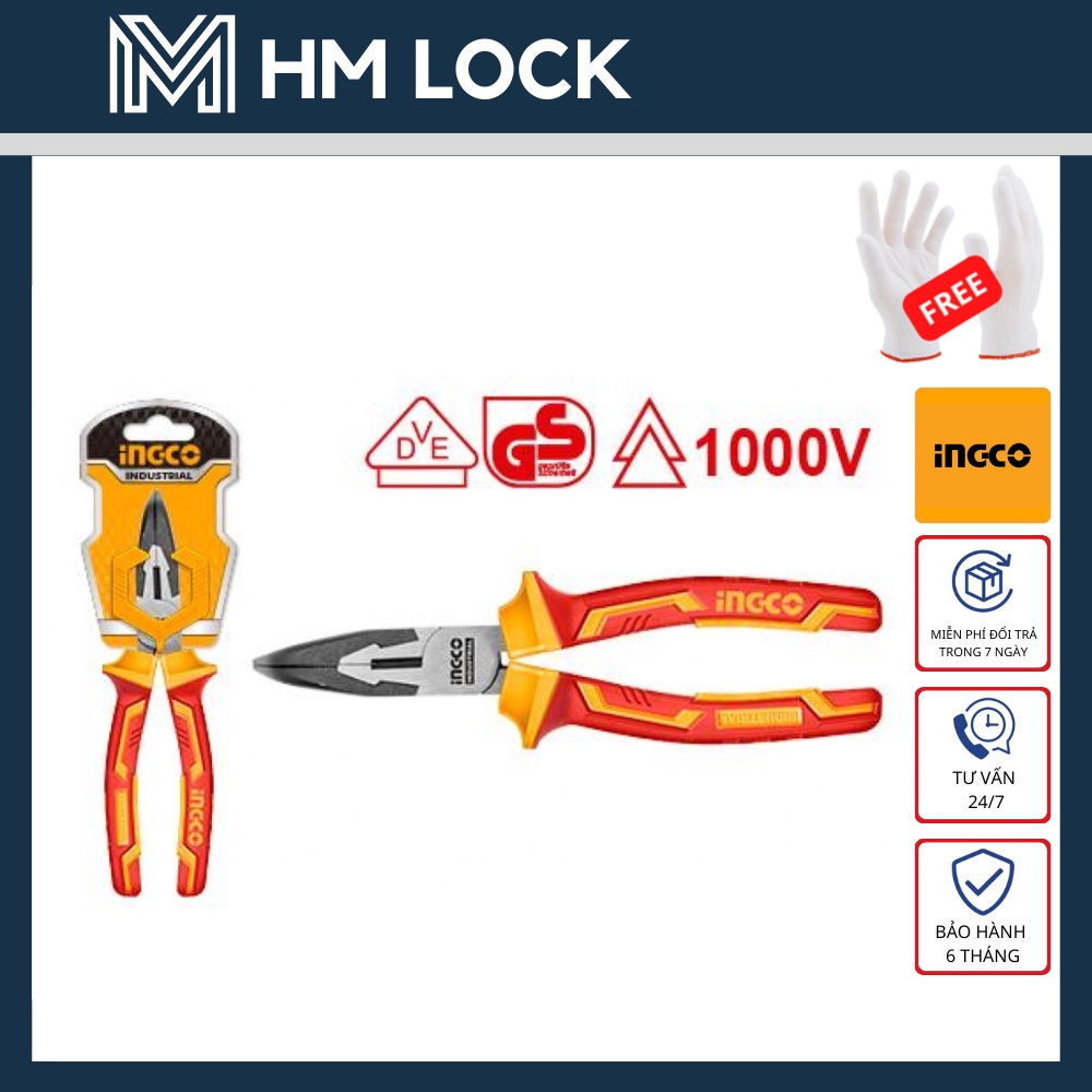 KỀM NHỌN MŨI CONG CÁCH ĐIỆN 8''/200MM INGCO - HÀNG CHÍNH HÃNG - HIBNP28208 - HM LOCK