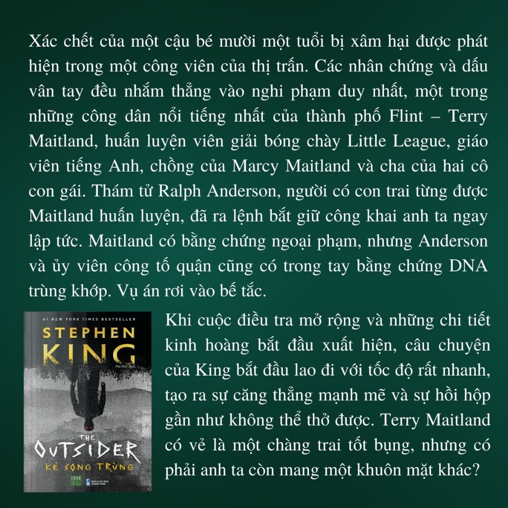 Sách - The Outsider - Kẻ Song Trùng - Stephen King