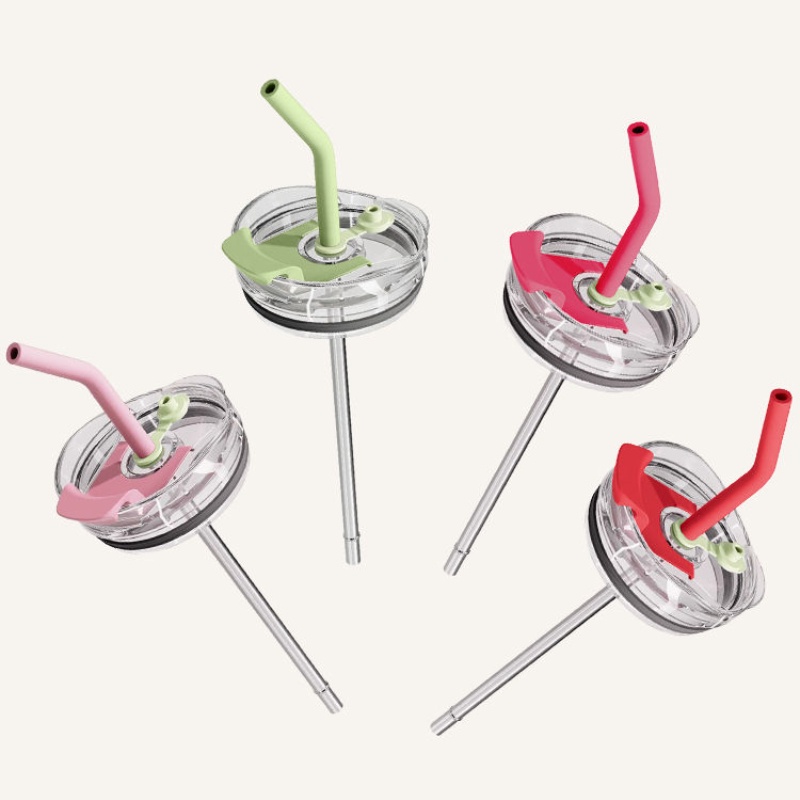 Nắp giữ nhiệt, ống hút, cốc có ống hút, phụ kiện đa năng, nắp, ống hút inox, bọc silicone cấp thực phẩm