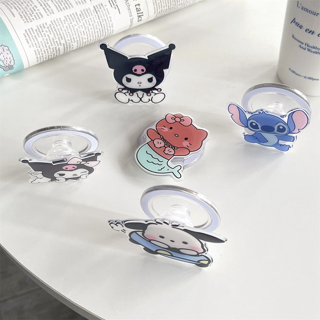 Giá Đỡ Điện Thoại / Máy Tính Bảng Từ Tính Chống Rơi Hình hello kitty kuromi cinnamoroll stitch Đáng Yêu