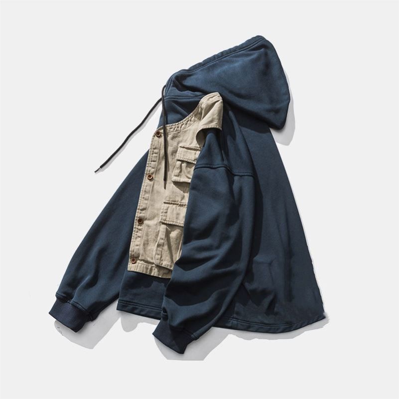 Áo hoodie Rút Dây Màu Sắc Tương Phản Thời Trang Công Sở Cho Nam