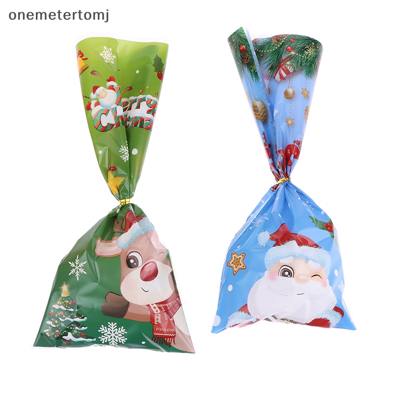 Onemetertomj Set 50 Túi Nhựa Đựng Bánh Kẹo Quà Giáng Sinh