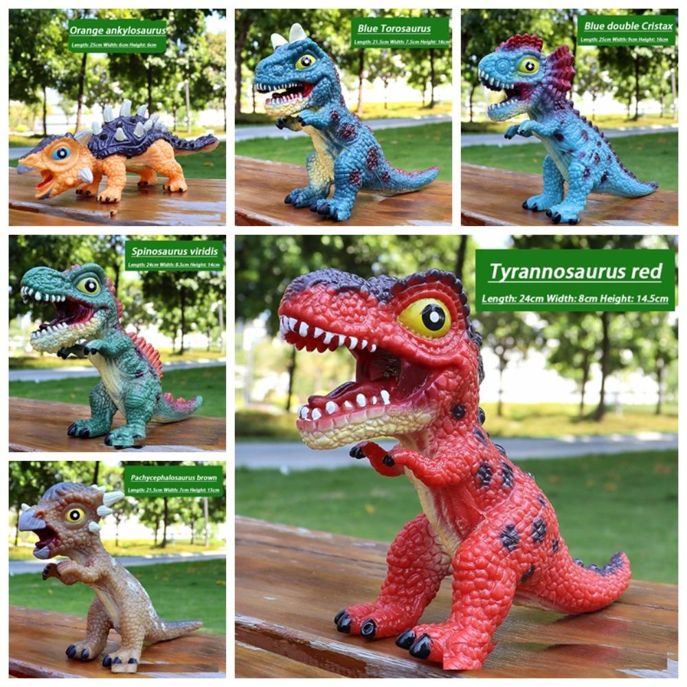 Mmluck Đồ Chơi Mô Hình Khủng Long Bằng Cao Su Mềm Nhiều Màu Sắc Phát Ra Âm Thanh Dành Cho Trẻ Em triceratops
