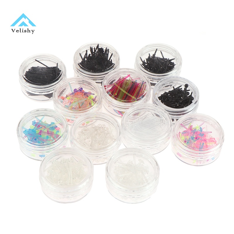 Velishy Set 60 / 200 Khuyên Tai Nhựa Chống Dị Ứng Nhiều Màu Sắc Thời Trang