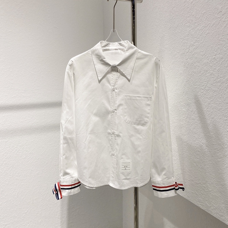 Thombrowne spring and autumn cuff bow ribbon slimming casual shirt top