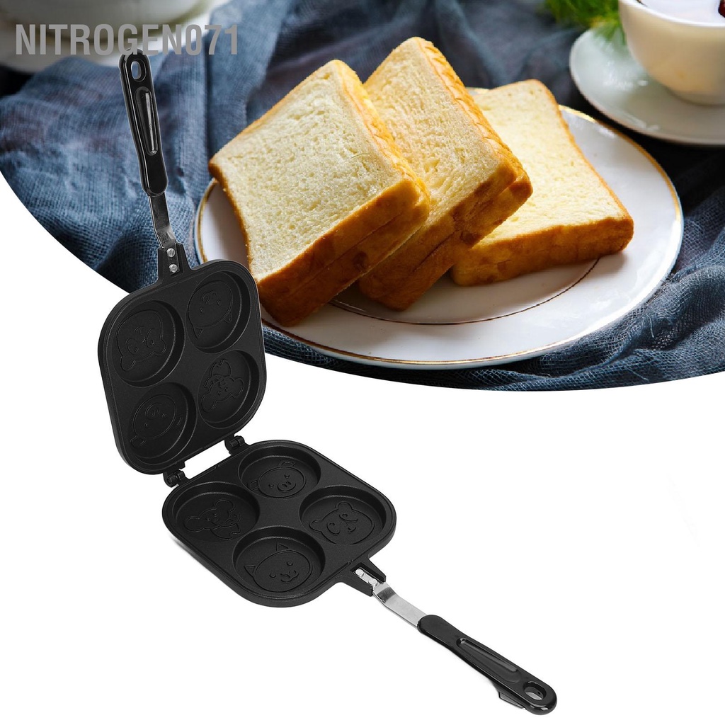 Nitrogen071 Hai Mặt Tỳ Hưu Chảo Chống Dính Hợp Kim Nhôm Đa Năng 2 Sandwich Cho Bánh Mì Trứng
