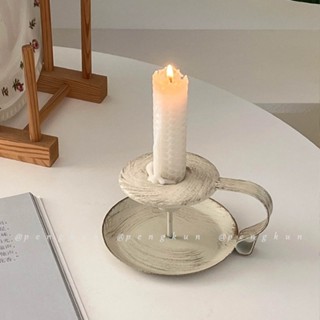 Giá Đỡ Đèn Cầy Bằng Sắt Màu Trắng Phong Cách Trung Cổ Độc Đáo Trang Trí Nhà Cửa
