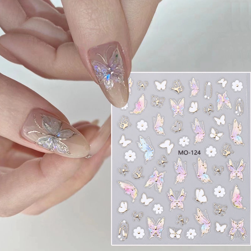 Miếng Dán Trang Trí Móng Tay Bằng Kim Loại Họa Tiết Trái Tim Sang Trọng