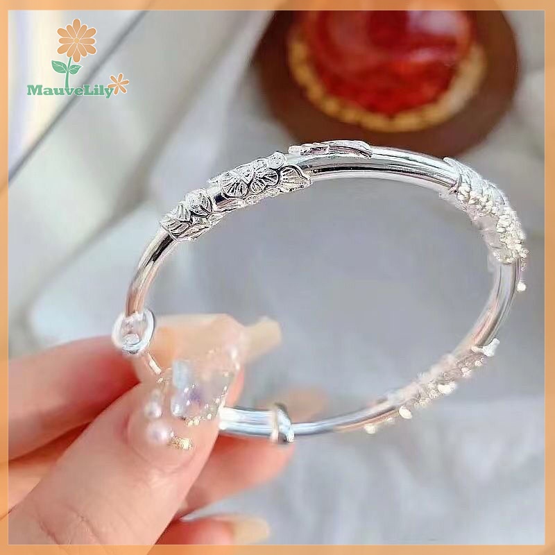1 Vòng Tay Bạc Dạng Mở Hình Hoa Thời Trang Cho Nữ