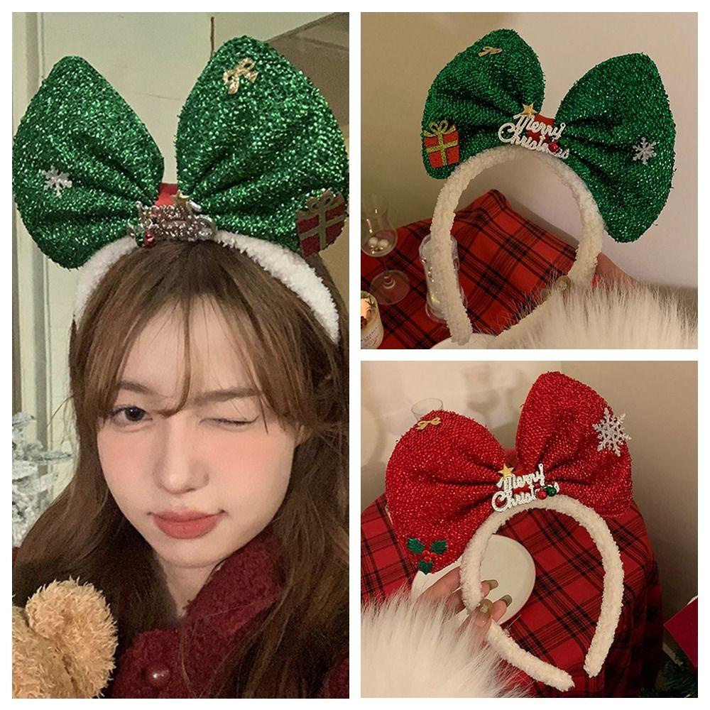 Băng Đô Vải Bông Đính Nơ Phong Cách Giáng Sinh Hàn Quốc Chống Trượt