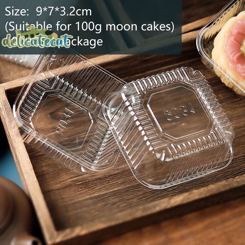Set 100 Khay Đựng Bánh Trung Thu Hình Vuông Bằng Nhựa Màu Vàng Kèm Nắp Đậy Tiện Dụng