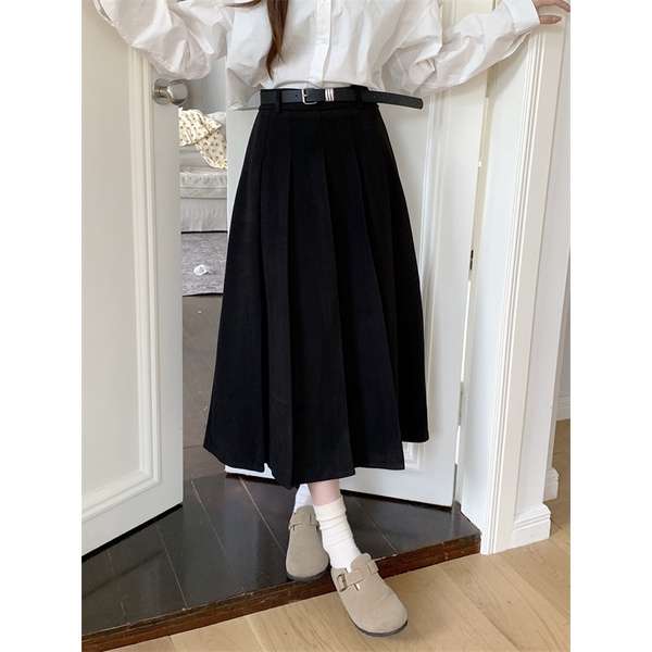 Chân Váy Len Chữ a Lưng Cao Xếp Ly Phong Cách Hàn Quốc Thời Trang Mùa Thu Cho Nữ