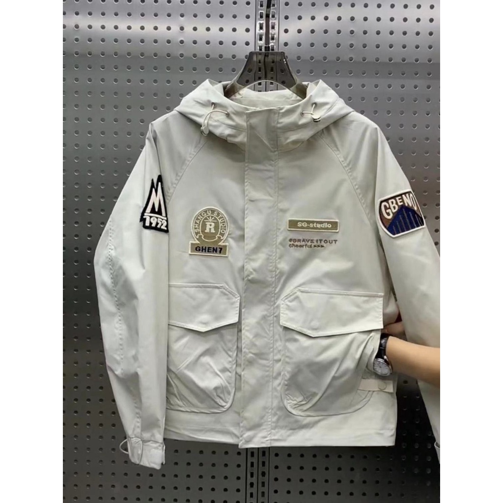 Áo Khoác Có Mũ Trùm Thêu Trang Trí Thời Trang Mùa Thu Phong Cách Mỹ Mới Dành Cho Nam