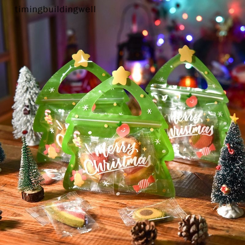 Twvn Set 10 Túi Zip Đựng Quà Giáng Sinh Bánh Kẹo Sô Cô La nougat Quà Tặng Cây Thông Noel qdd
