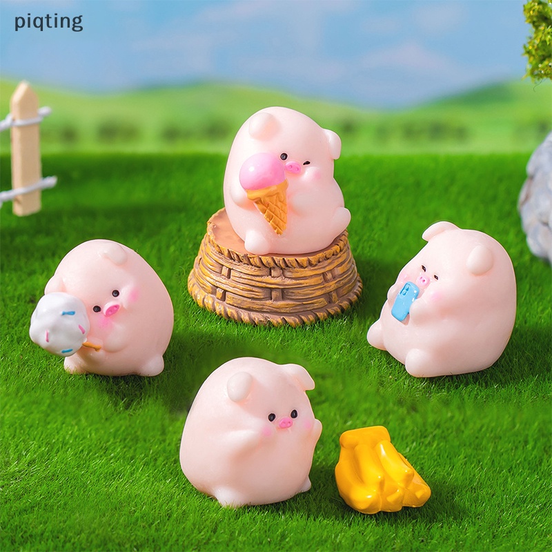Piqt Đồ trang trí Chú Heo Hồng mini Bằng Nhựa resin Dễ Thương Trang Trí Bảng Điều Khiển Xe Hơi / Văn Phòng / Máy Tính Để Bàn